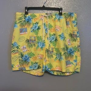 Tommy Bahama Naples Paradise Postcard Swim Trunks Mens Small Yellow Daisy